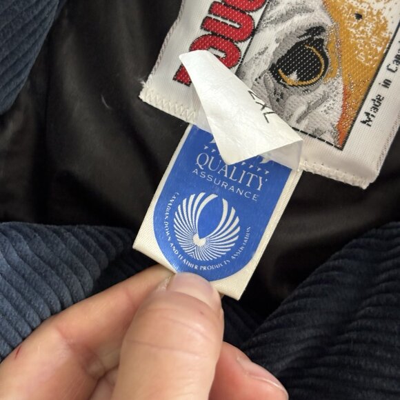 VTG Tough Duck Down Filled Work Jacket Mens 2XL Long Canvas Corduroy Collar Coat - Picture 14 of 16